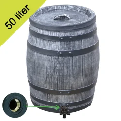Roto Regenton Houtlook 50 Liter Grijs – Inclusief Kraan & Deksel