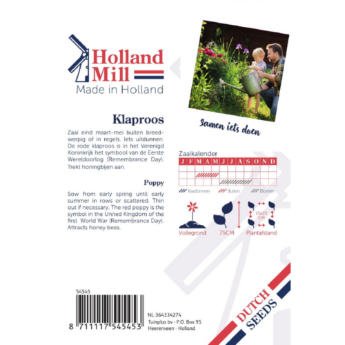 Holland Mill Papaver rhoeas Enkel Rood / Klaproos (54545)