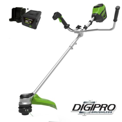 Greenworks 60 volt accu trimmer, 40 cm met stuurboom incl. 60 volt 4 Ah + 60 volt lader