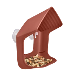 Elho Cosy Raamvoederhuis 23 cm - Vogelvoederhuis met Zuignappen - Rood