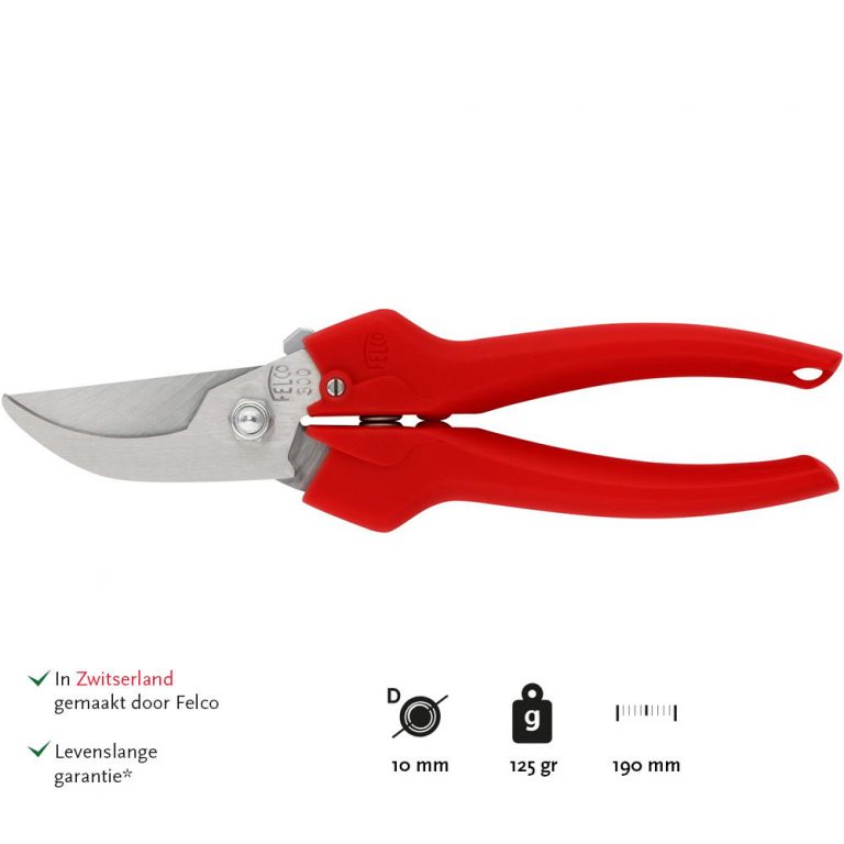 FELCO 100 Rozenschaar Met Vasthoudbek - Bloemenschaar Voor Grote Handen, 10mm Snede, Ergonomisch (Rood)