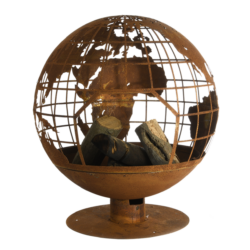 vuurbal laser cut roest wereldbol