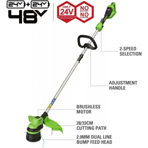 Trimmer 2x24 volt incl 2x2Ah accu en dual lader