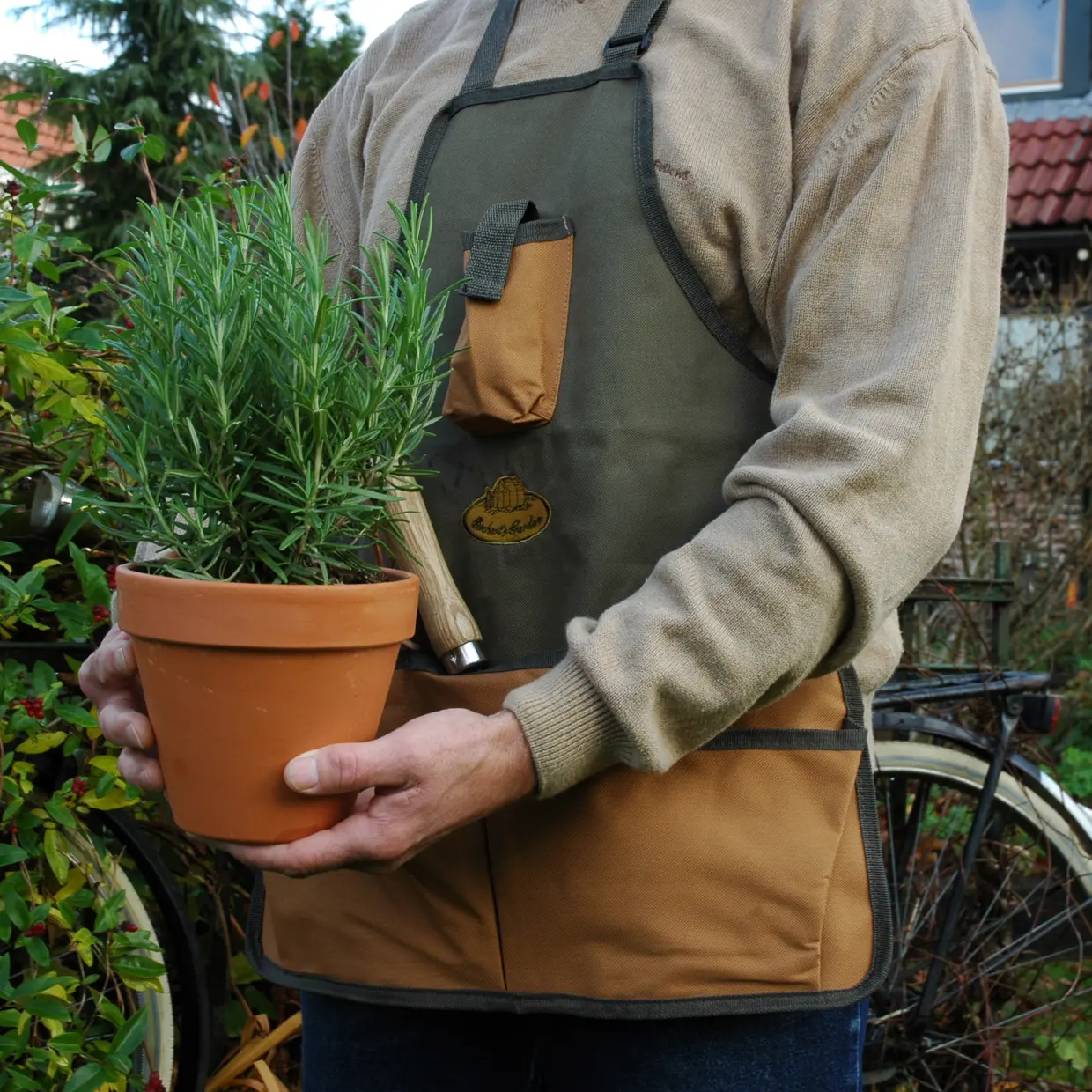 Esschert Design Tuingereedschapsschort - Groen/Bruin - Afbeelding 3