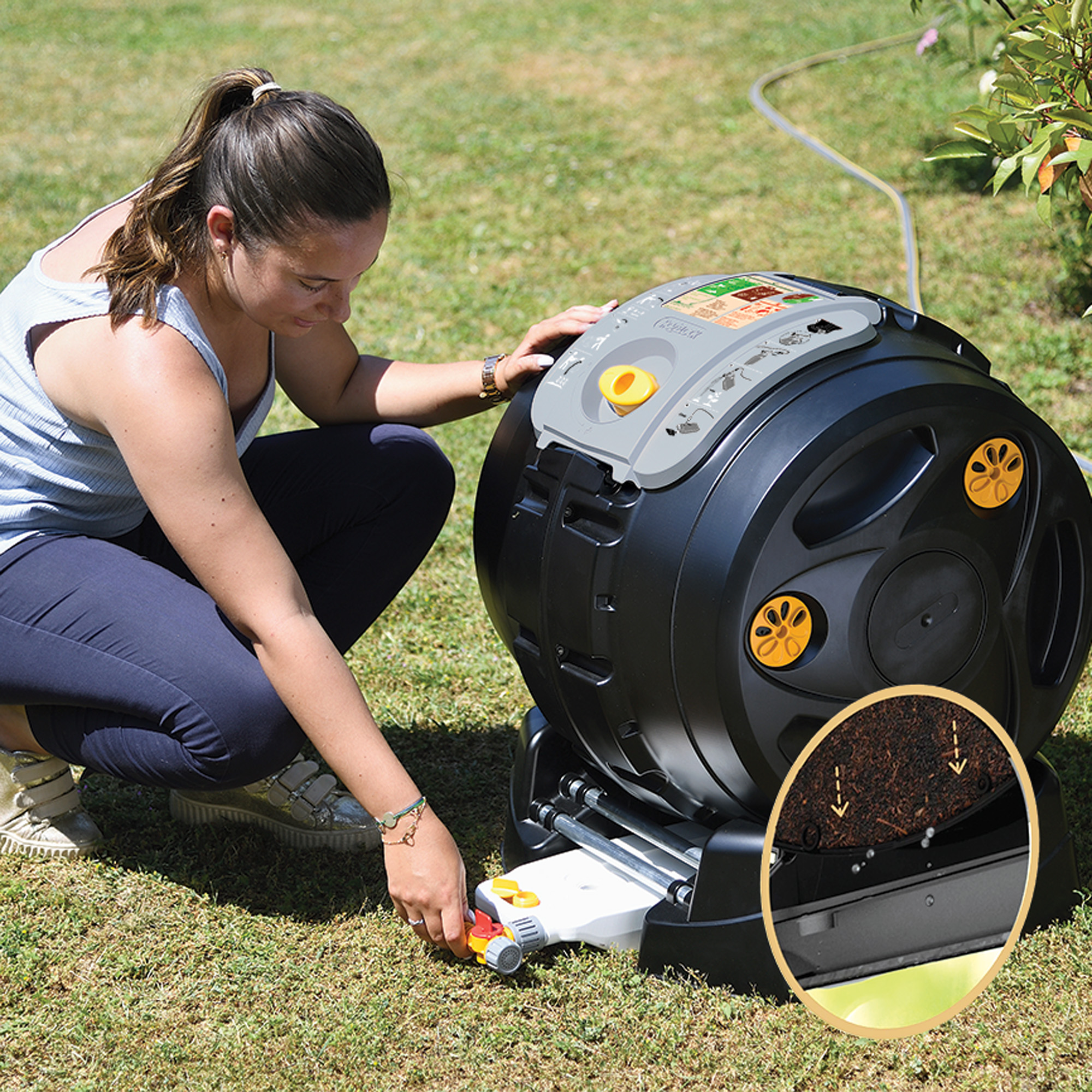 Hozelock EasyMix 2-in-1 composteerder 100 liter - Compostvat met versnipperaar - Afbeelding 3