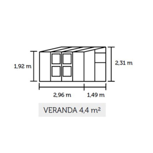 Muurkas Veranda 44, Veiligheidsglas, aluminium