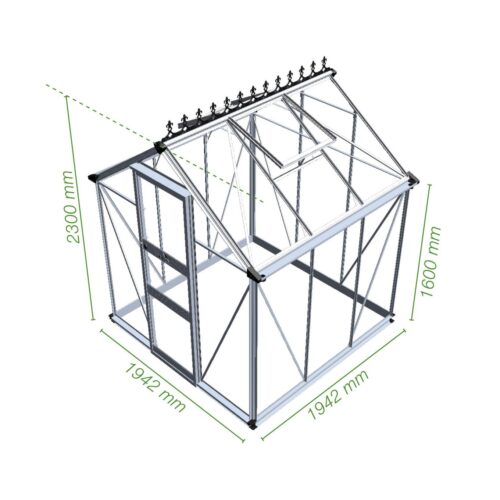 Tuinkas Burford 66, polycarbonaat, zwart gecoat