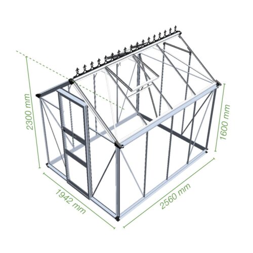 Tuinkas Burford 86, polycarbonaat, groen gecoat