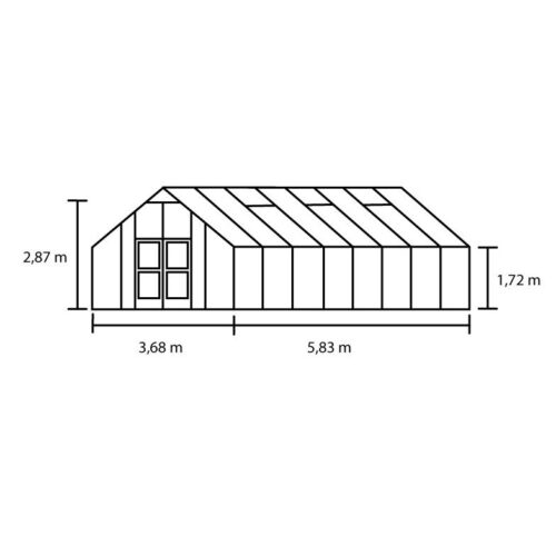 Tuinkas Gardener 214, veiligheidsglas, antraciet